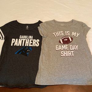 Girls Shirts Size 10-12 Football and Carolina Panthers great condition